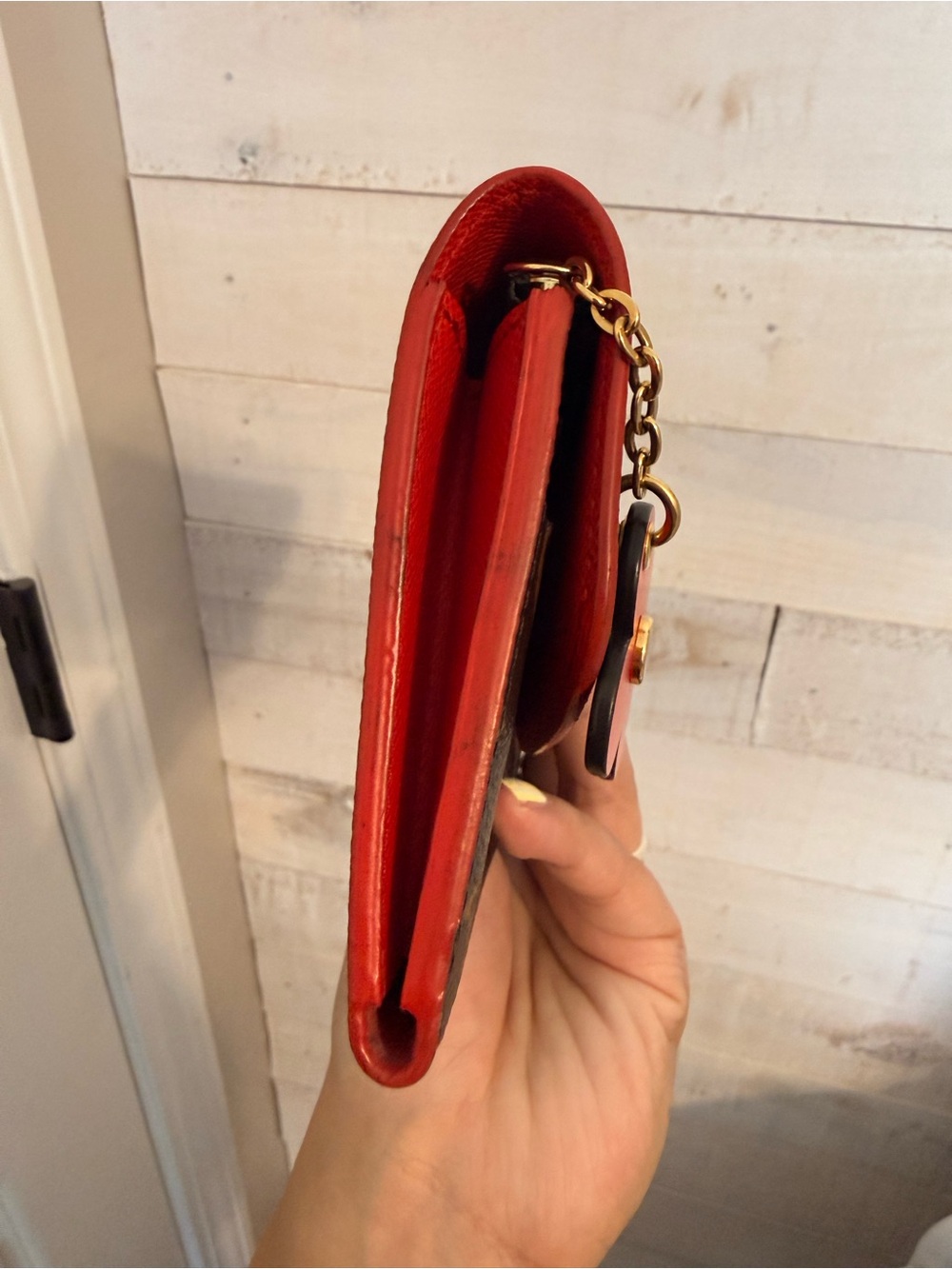 Louis Vuitton Brown Monogram Continental Wallet with Red Flower Accent - Picture 6 of 11